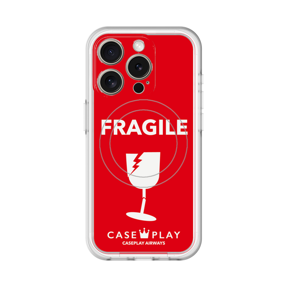 スリムプロテクションプレミアムケース with MagSafe［ FRAGILE - Red ］