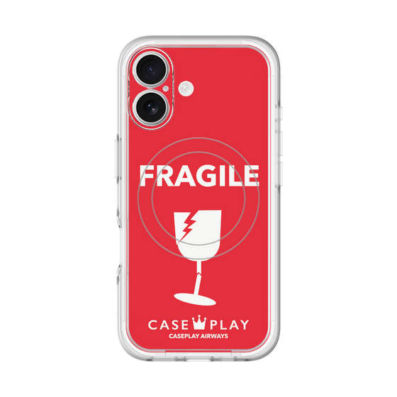 スリムプロテクションプレミアムケース with MagSafe［ FRAGILE - Red ］