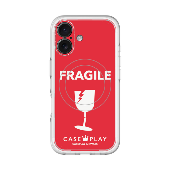 スリムプロテクションプレミアムケース with MagSafe［ FRAGILE - Red ］