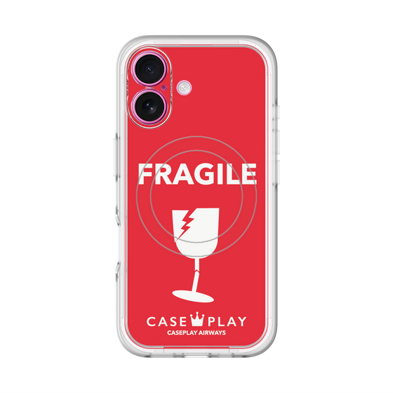 スリムプロテクションプレミアムケース with MagSafe［ FRAGILE - Red ］
