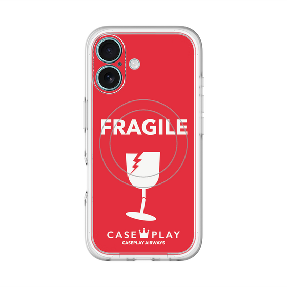 スリムプロテクションプレミアムケース with MagSafe［ FRAGILE - Red ］