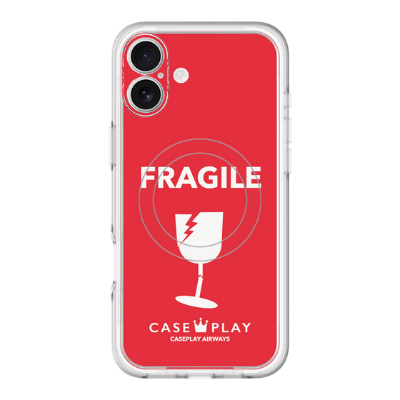 スリムプロテクションプレミアムケース with MagSafe［ FRAGILE - Red ］