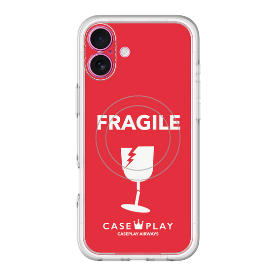 スリムプロテクションプレミアムケース with MagSafe［ FRAGILE - Red ］