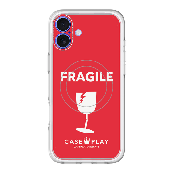 スリムプロテクションプレミアムケース with MagSafe［ FRAGILE - Red ］