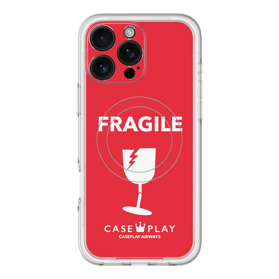 スリムプロテクションプレミアムケース with MagSafe［ FRAGILE - Red ］