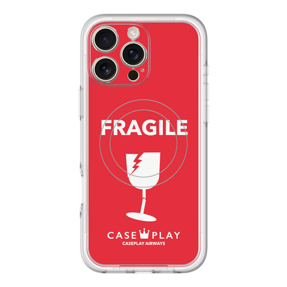 スリムプロテクションプレミアムケース with MagSafe［ FRAGILE - Red ］