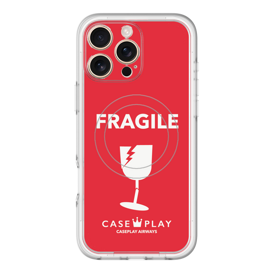 スリムプロテクションプレミアムケース with MagSafe［ FRAGILE - Red ］