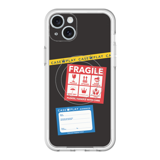 スリムプロテクションプレミアムケース with MagSafe［ FRAGILE Stickers - Black ］