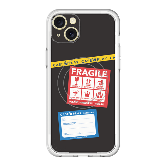スリムプロテクションプレミアムケース with MagSafe［ FRAGILE Stickers - Black ］