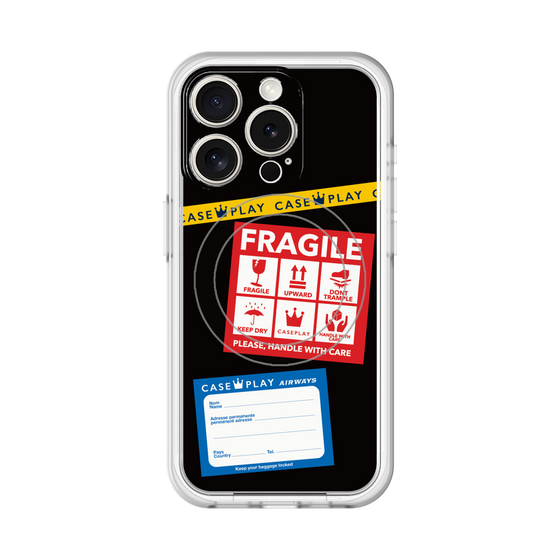 スリムプロテクションプレミアムケース with MagSafe［ FRAGILE Stickers - Black ］
