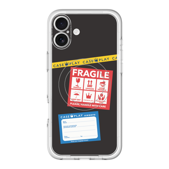 スリムプロテクションプレミアムケース with MagSafe［ FRAGILE Stickers - Black ］