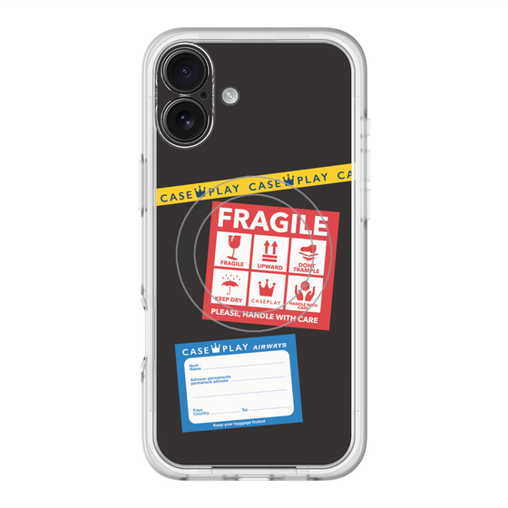スリムプロテクションプレミアムケース with MagSafe［ FRAGILE Stickers - Black ］