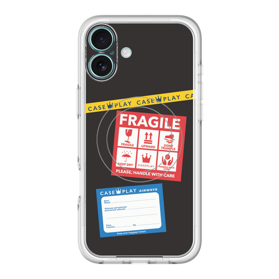 スリムプロテクションプレミアムケース with MagSafe［ FRAGILE Stickers - Black ］