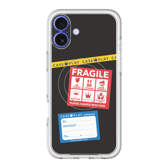 スリムプロテクションプレミアムケース with MagSafe［ FRAGILE Stickers - Black ］