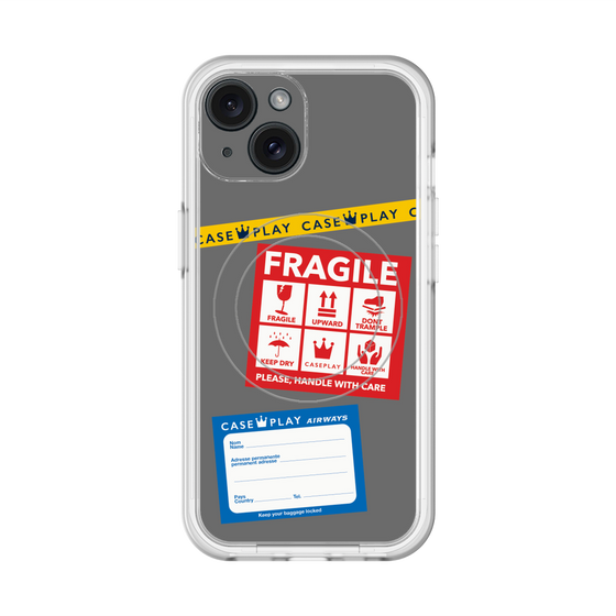 スリムプロテクションプレミアムケース with MagSafe［ FRAGILE Stickers - Gray ］