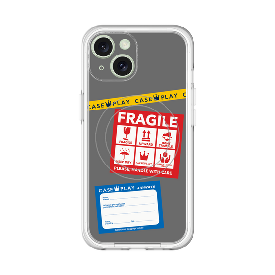 スリムプロテクションプレミアムケース with MagSafe［ FRAGILE Stickers - Gray ］