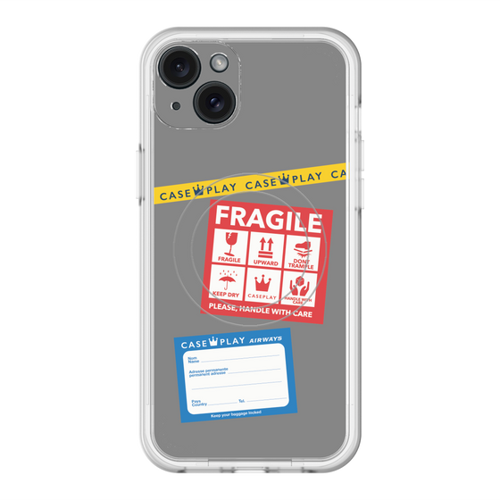 スリムプロテクションプレミアムケース with MagSafe［ FRAGILE Stickers - Gray ］