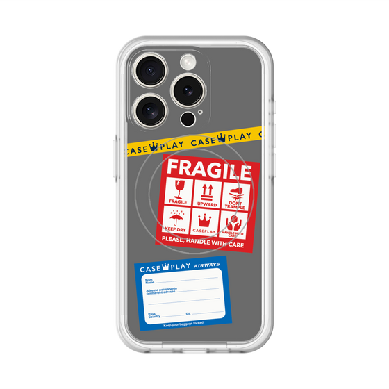 スリムプロテクションプレミアムケース with MagSafe［ FRAGILE Stickers - Gray ］