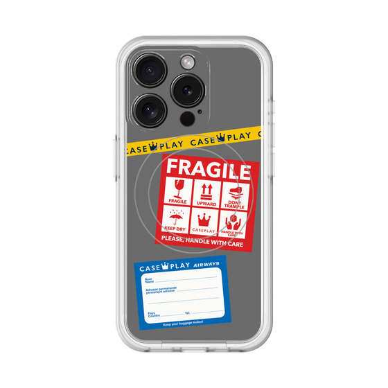 スリムプロテクションプレミアムケース with MagSafe［ FRAGILE Stickers - Gray ］