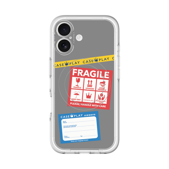 スリムプロテクションプレミアムケース with MagSafe［ FRAGILE Stickers - Gray ］