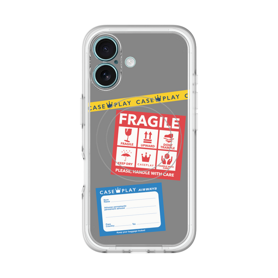 スリムプロテクションプレミアムケース with MagSafe［ FRAGILE Stickers - Gray ］