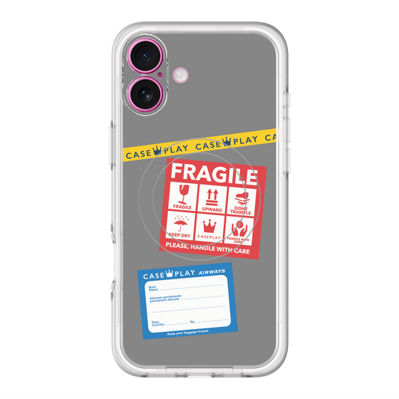 スリムプロテクションプレミアムケース with MagSafe［ FRAGILE Stickers - Gray ］