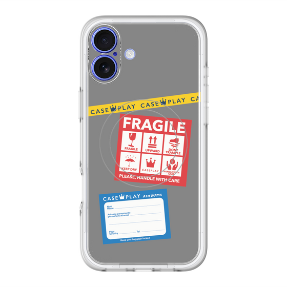スリムプロテクションプレミアムケース with MagSafe［ FRAGILE Stickers - Gray ］