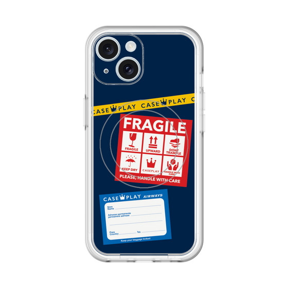 スリムプロテクションプレミアムケース with MagSafe［ FRAGILE Stickers - Navy ］