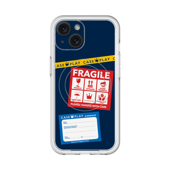 スリムプロテクションプレミアムケース with MagSafe［ FRAGILE Stickers - Navy ］