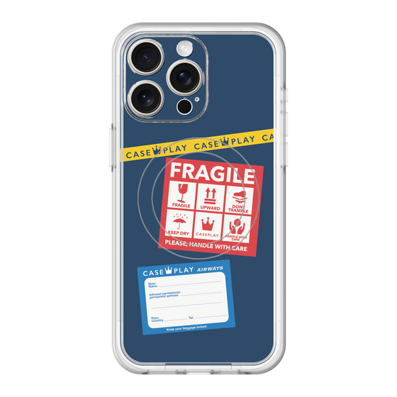 スリムプロテクションプレミアムケース with MagSafe［ FRAGILE Stickers - Navy ］