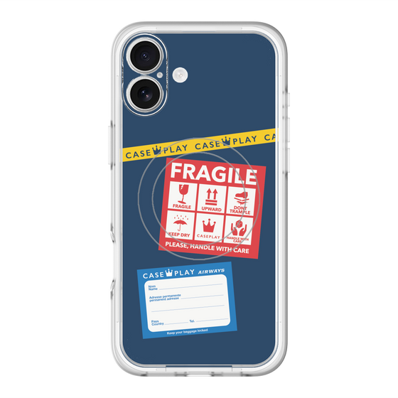 スリムプロテクションプレミアムケース with MagSafe［ FRAGILE Stickers - Navy ］