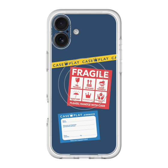 スリムプロテクションプレミアムケース with MagSafe［ FRAGILE Stickers - Navy ］