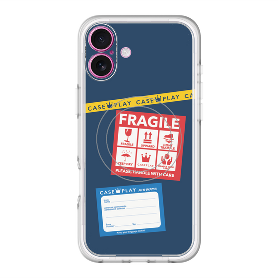 スリムプロテクションプレミアムケース with MagSafe［ FRAGILE Stickers - Navy ］