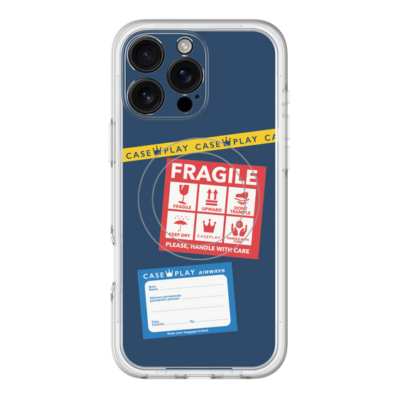 スリムプロテクションプレミアムケース with MagSafe［ FRAGILE Stickers - Navy ］