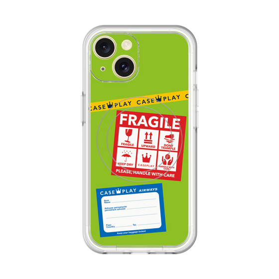 スリムプロテクションプレミアムケース with MagSafe［ FRAGILE Stickers - Green ］