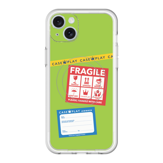 スリムプロテクションプレミアムケース with MagSafe［ FRAGILE Stickers - Green ］