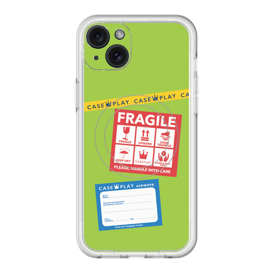 スリムプロテクションプレミアムケース with MagSafe［ FRAGILE Stickers - Green ］