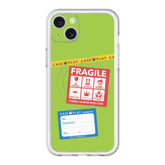 スリムプロテクションプレミアムケース with MagSafe［ FRAGILE Stickers - Green ］