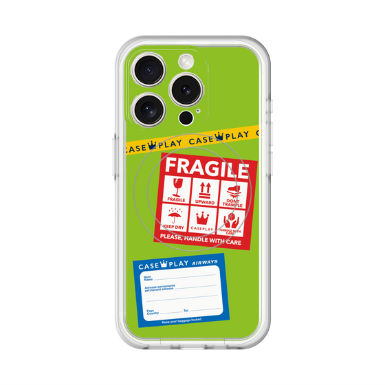 スリムプロテクションプレミアムケース with MagSafe［ FRAGILE Stickers - Green ］