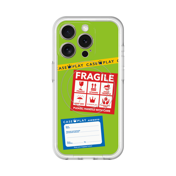 スリムプロテクションプレミアムケース with MagSafe［ FRAGILE Stickers - Green ］
