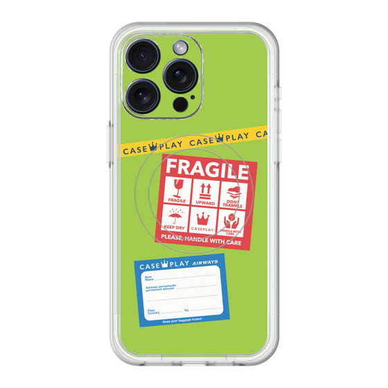 スリムプロテクションプレミアムケース with MagSafe［ FRAGILE Stickers - Green ］