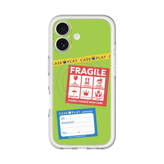 スリムプロテクションプレミアムケース with MagSafe［ FRAGILE Stickers - Green ］