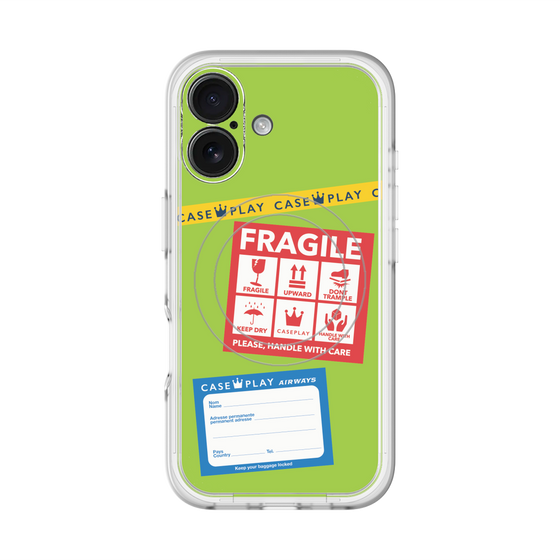 スリムプロテクションプレミアムケース with MagSafe［ FRAGILE Stickers - Green ］