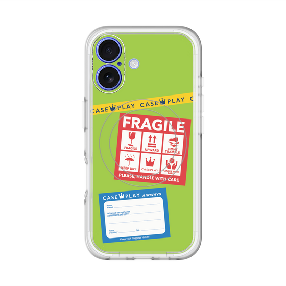 スリムプロテクションプレミアムケース with MagSafe［ FRAGILE Stickers - Green ］