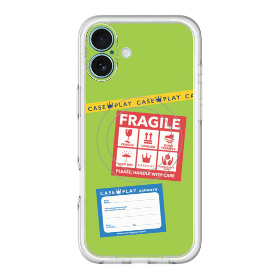 スリムプロテクションプレミアムケース with MagSafe［ FRAGILE Stickers - Green ］