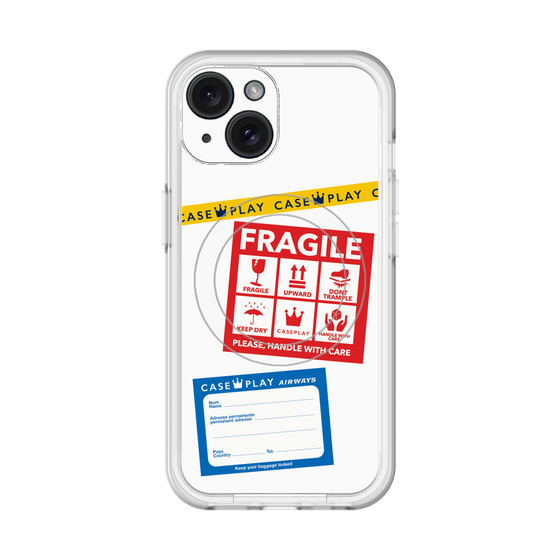 スリムプロテクションプレミアムケース with MagSafe［ FRAGILE Stickers - White ］