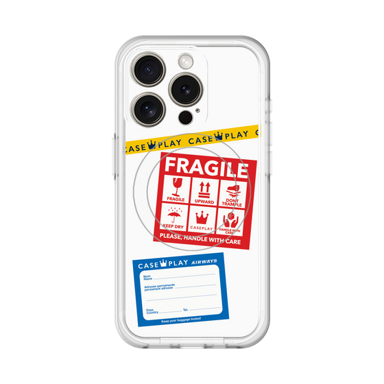 スリムプロテクションプレミアムケース with MagSafe［ FRAGILE Stickers - White ］