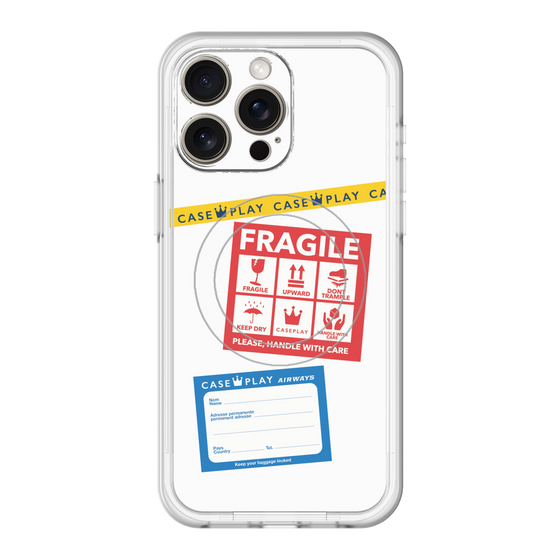 スリムプロテクションプレミアムケース with MagSafe［ FRAGILE Stickers - White ］