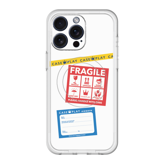 スリムプロテクションプレミアムケース with MagSafe［ FRAGILE Stickers - White ］