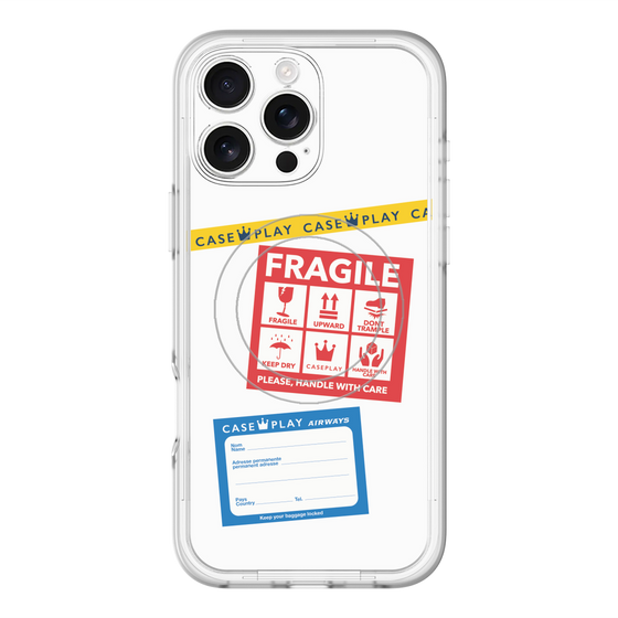 スリムプロテクションプレミアムケース with MagSafe［ FRAGILE Stickers - White ］